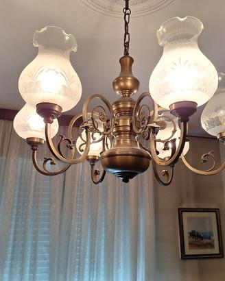 Lampadario a 6 punti luce vintage