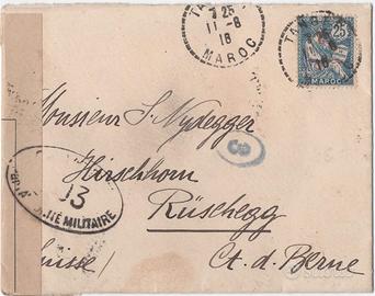 Francia coloniale Marocco 1916 – Busta con censura