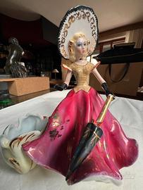 Dama Vintage in Ceramica con Ombrellino 