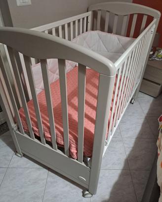 Culla/Lettino bianco "Patty" bianco/tortora + mat.
