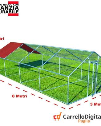 Recinto per Galline 3x8 m x h 2 m – 24 mq - rosso