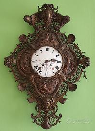 OROLOGIO IN BRONZO, A PENDOLO, DA PARETE, XIX SEC.