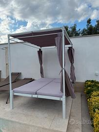 doppio lettino prendisole con tetto apribile lusso