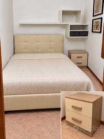 Letto una piazza e mezza + comodino e mensole