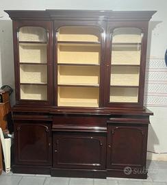 MOBILE 3in1 VETRINA LIBRERIA SCRITTOIO IN MOGANO