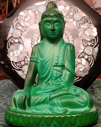 Buddha antico Curt Schlevogt vetro malachite