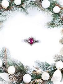 Anello in oro con diamanti e rubino