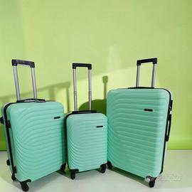 Set 3 Trolley rigidi in ABS verde acqua
