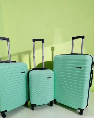 Set 3 Trolley rigidi in ABS verde acqua