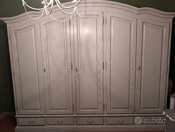 armadio in stile classico/shabby - 5 ante