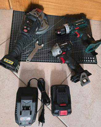 set parkside - smerigliatrice + avvitatore + trapa