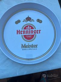 Vassoio Vintage Birra Henninger MeisLatta Anni '80