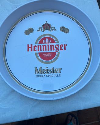 Vassoio Vintage Birra Henninger MeisLatta Anni '80