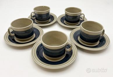 Lotto 5 Tazze Richard Ginori moderne blu e beige