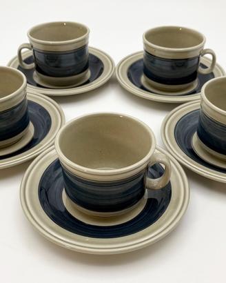 Lotto 5 Tazze Richard Ginori moderne blu e beige