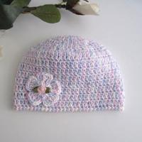 Cappellino Neonata Cotone Uncinetto Handmade 