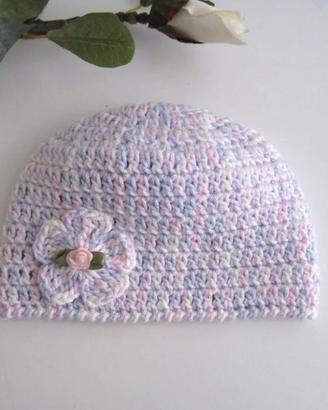 Cappellino Neonata Cotone Uncinetto Handmade 