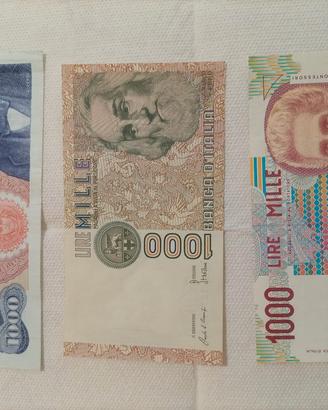 3 banconote mille lire italiane