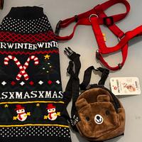 Set zaino , pettorina e maglione natalizioper cane