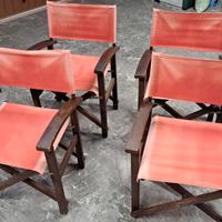 4 sedie da regista pieghevoli in legno e tela
