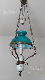 Lampadario sali scendi in ceramica e ottone