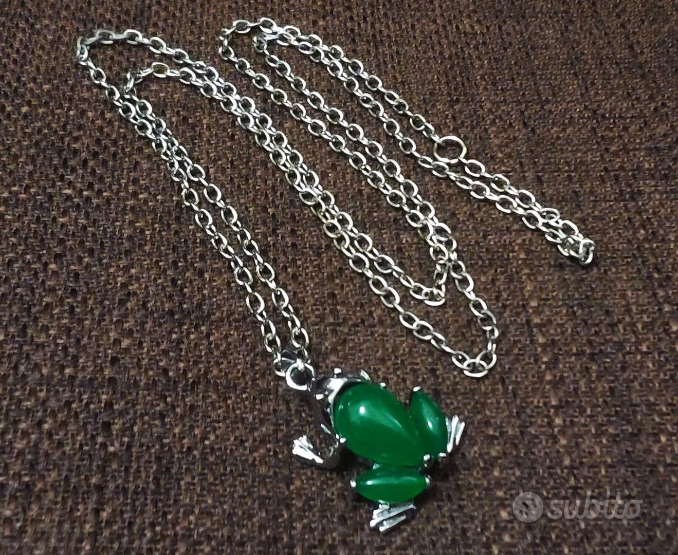 Collana a forma di rana in argento sterling 925K, ciondolo a