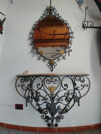 Consolle e specchio in ferro battuto fatta a mano