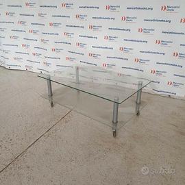 Tavolino in vetro su ruote