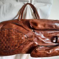 Borsone tennis vera pelle artigianale 