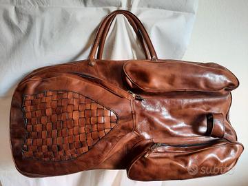 Borsone tennis vera pelle artigianale 