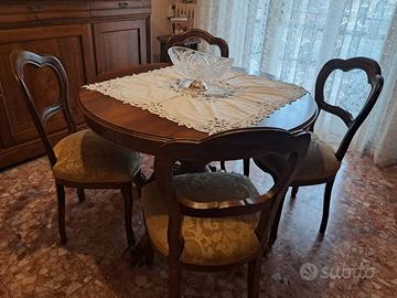 Tavolo noce allungabile e 6 sedie