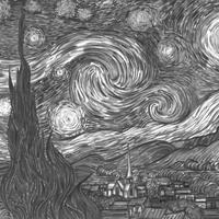 Quadro a matita. Notte stellata