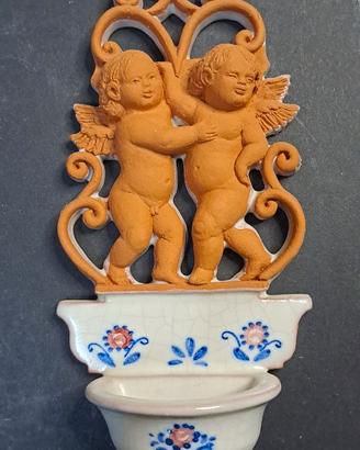 Acquasantiera in ceramica angioletti 15 x 6 circa