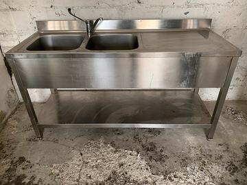Lavello industriale due pilozze acciaio inox