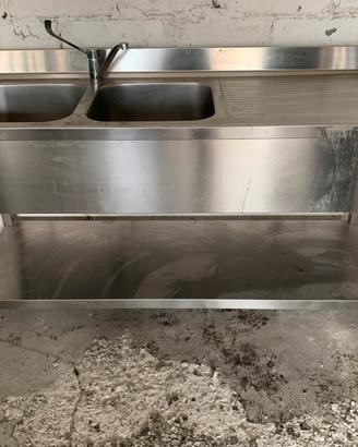 Lavello industriale due pilozze acciaio inox