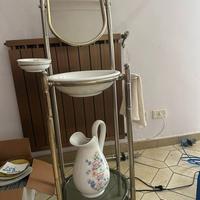 Originale Vintage Mobile lavabo con specchio ovale