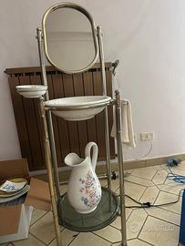 Originale Vintage Mobile lavabo con specchio ovale