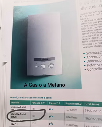 Scaldino nuovo Vaillant gpl o metano 11l per ester