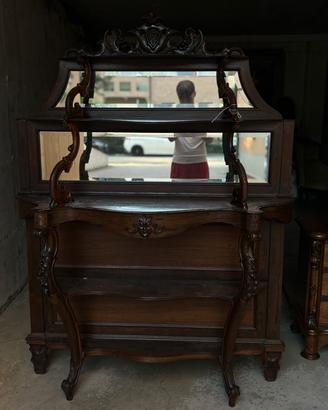 Consolle antica in legno scolpito con specchiera
