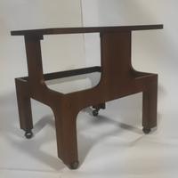 Tavolino carrello porta tv anni 60 legno e vetro