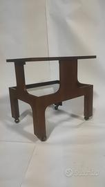 Tavolino carrello porta tv anni 60 legno e vetro