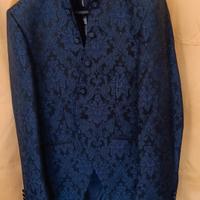 vestito uomo da sposo  in damascato blu MIS 50 