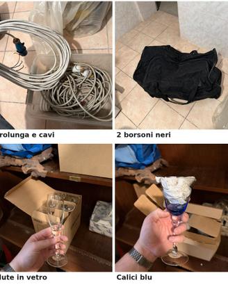 Lotto svuota cantina: casalinghi borsoni bicchieri
