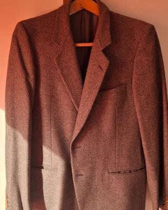 Giacca blazer uomo vintage in lana tweed marrone