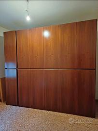 Armadio legno massello marrone 6 ante + 2 comodini