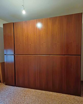 Armadio legno massello marrone 6 ante + 2 comodini