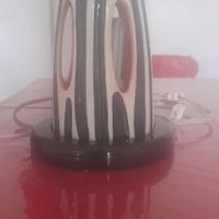Lampada ceramica da tavolo strisce bianche e nere