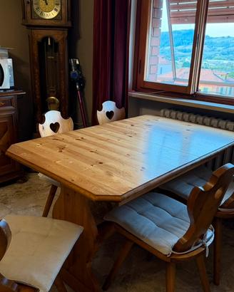 Tavolo tirolese in pino massello allung + 6sedie