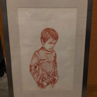 Quadro di bimbo che piange, con cornice