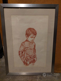 Quadro di bimbo che piange, con cornice